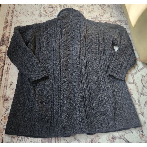 Shannon Woolen Mills Women's Sz. 2X Grey Cableknit Wool Cardigan Sweater - Picture 5 of 7
